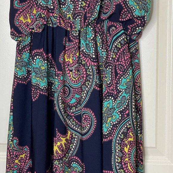 Blue Rain Maxi Dress M Made in USA Boho Paisley Spaghetti Strap Summer - Picture 7 of 12